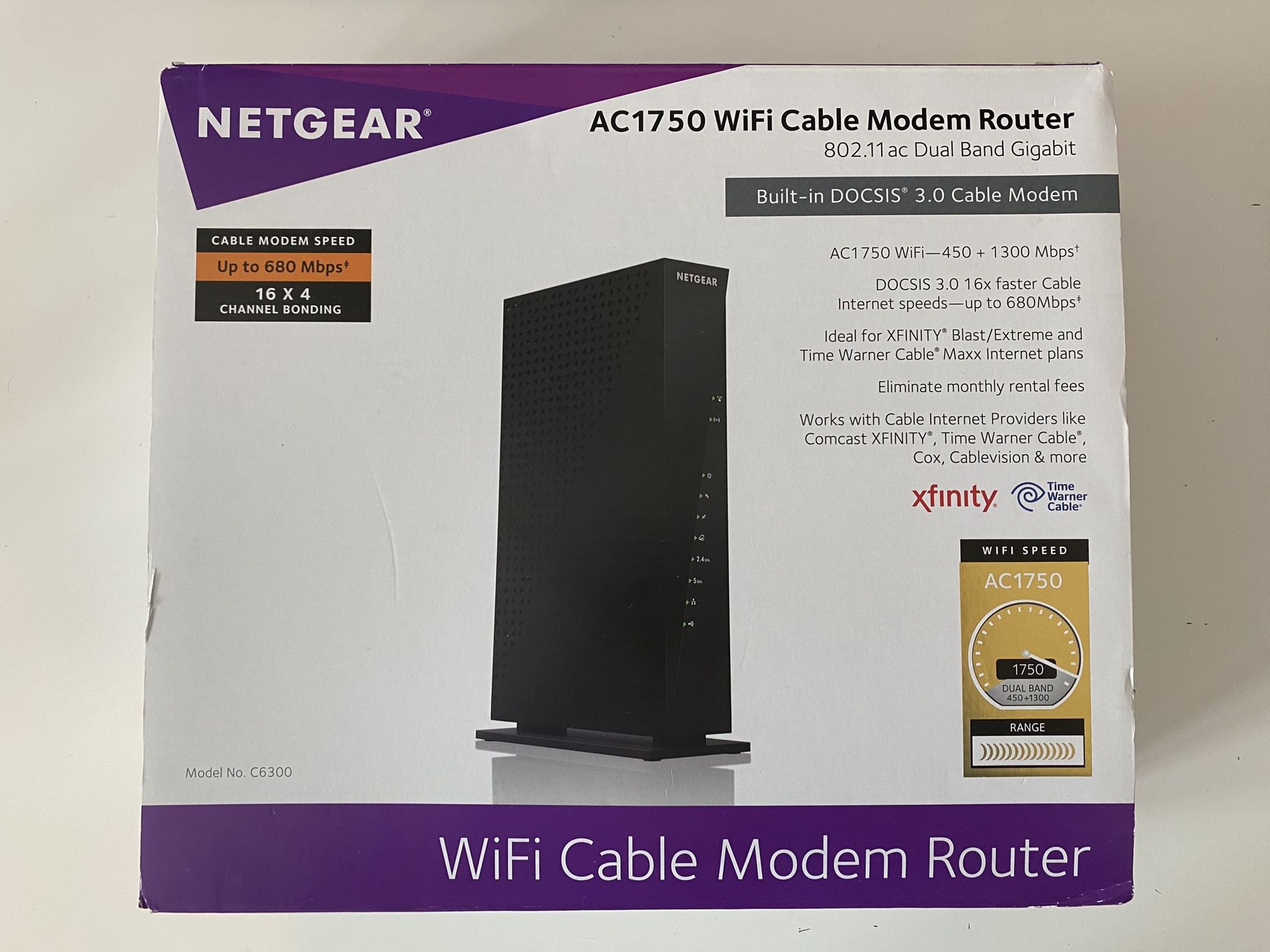 LIKE NEW - Netgear AC1750 WiFi Cable Modem Router