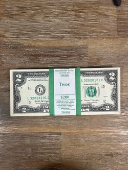 $2 bill in $200 pack consecutive serial number series 2017 A Unc