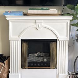 GORGEOUS WHITE WOODEN Ventless Gel Fuel Fireplace Mantel – Freestanding