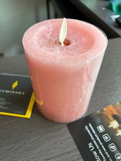 Luminara Flameless Pillar Candle Rose Tan 3x4.5