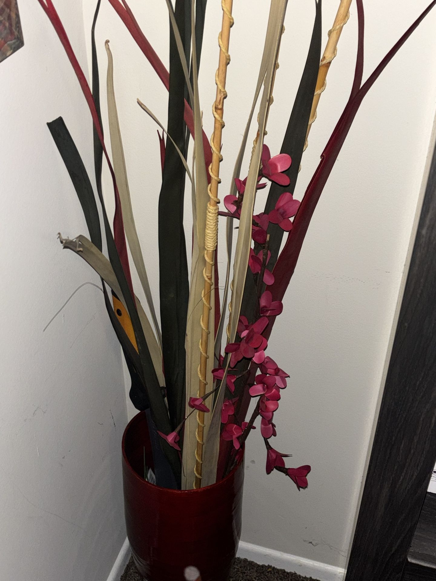 Red Vase With Florals