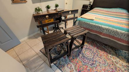 Handmade Reclaimed Whiskey Barrel Stools (Pair)