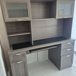 Grey Executive Computer Desk / Lateral file cabinet