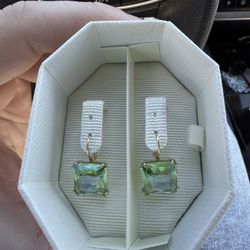 Swarovski Green Crystal ,Gold-tone Finish Earrings