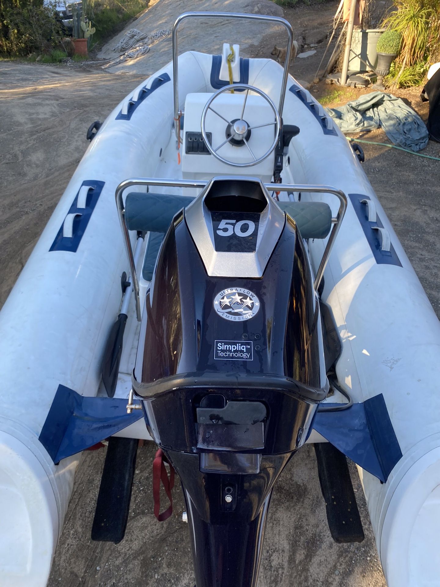 2020 14’ Rib Inflatable With Tohatsu 50 Fourstroke With Trim Tilt