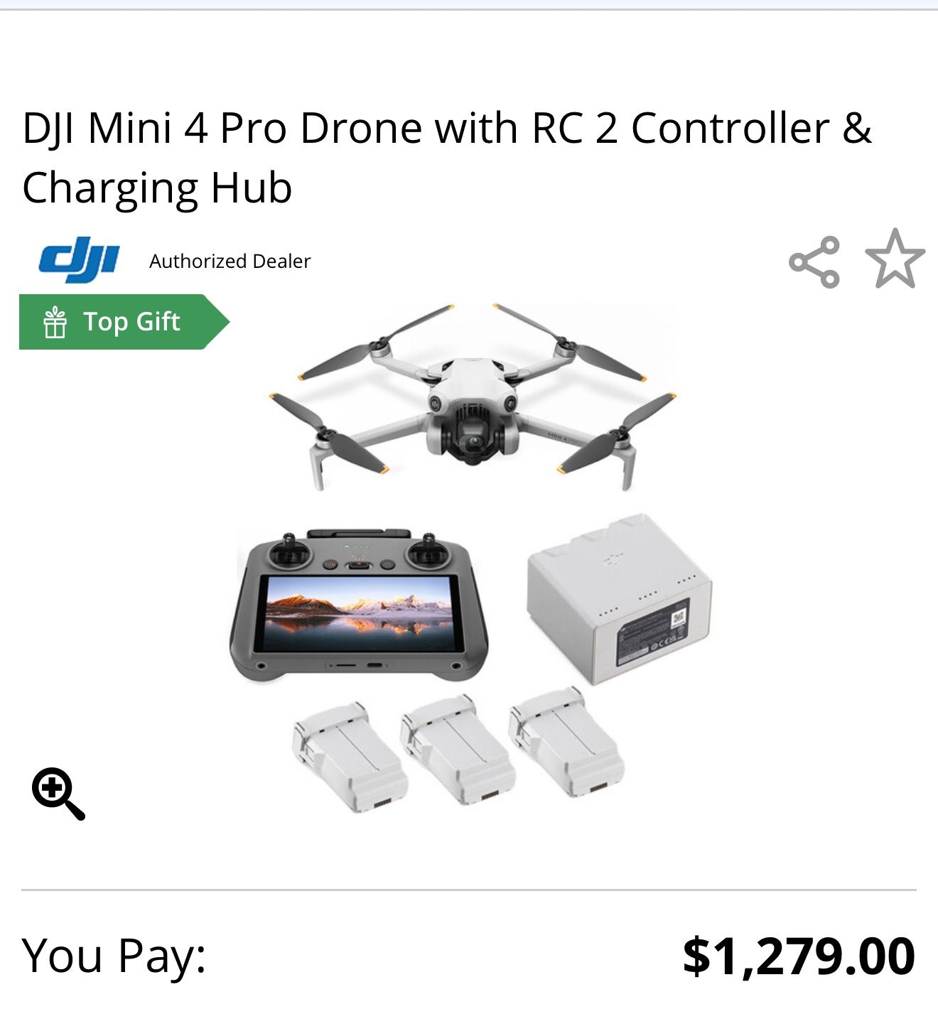 DJI Mini 4 Pro Drone with RC 2 Controller & Charging Hub