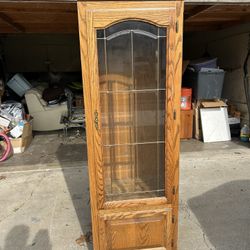 Oak Curio Cabinet 69.5x23x16.5” Lighted, 