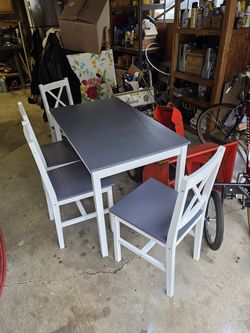 Small Kitchen Table and Chairs, Gray.