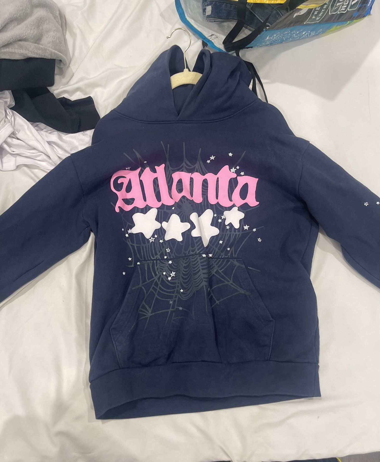 Sp5der atlanta hoodie:Navy blue