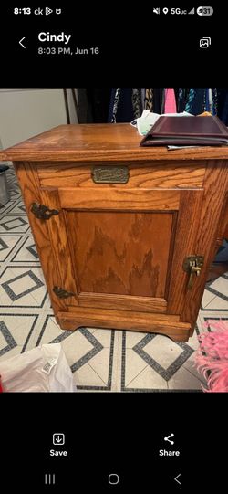 White Clad Oak Ice Box Cabinet