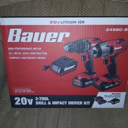Bauer 20v 2 Tool Drill And Impact Driver Kit