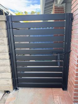 Modern black metal door -horizontal slat design