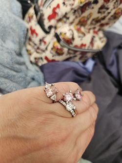 Pink Ice Cocktail Ring And Earings.