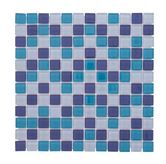 Crystal Pool Squares Glass Mosaic Blue / White