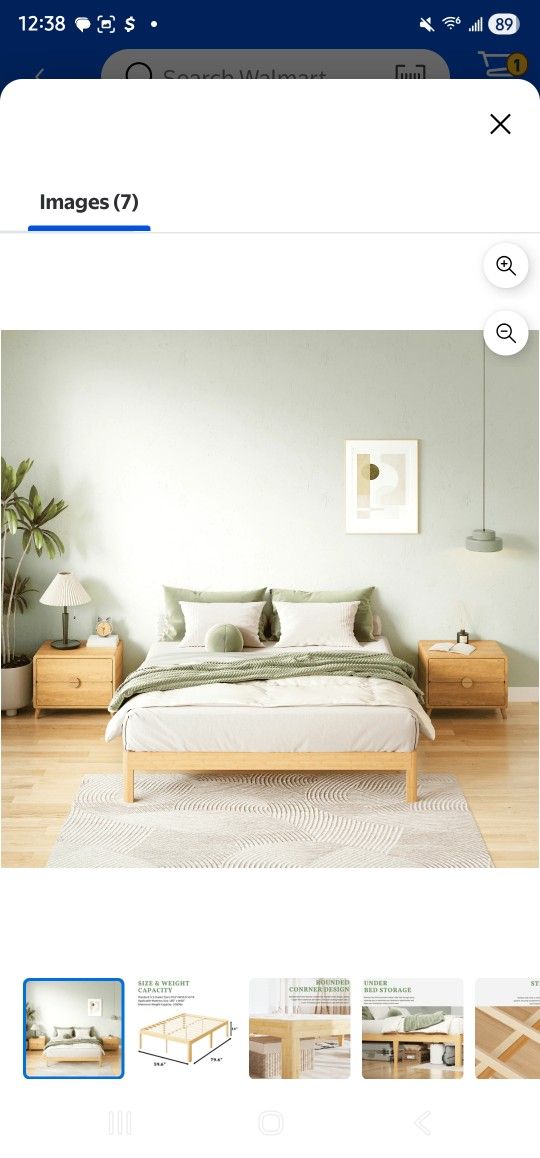 Woozuro 14 inch Queen Size Bamboo and Metal Platform Bed Frame,Modern & Minimalist Style, Easy Assembly,No Box Spring Needed,Superior Support