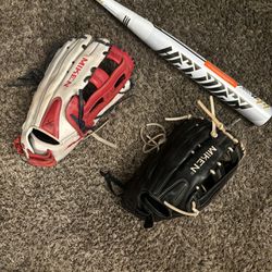 Softball Bat & Gloves