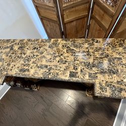 Pineapple House Interior Design Carved Giltwood & Marble Top Console Table