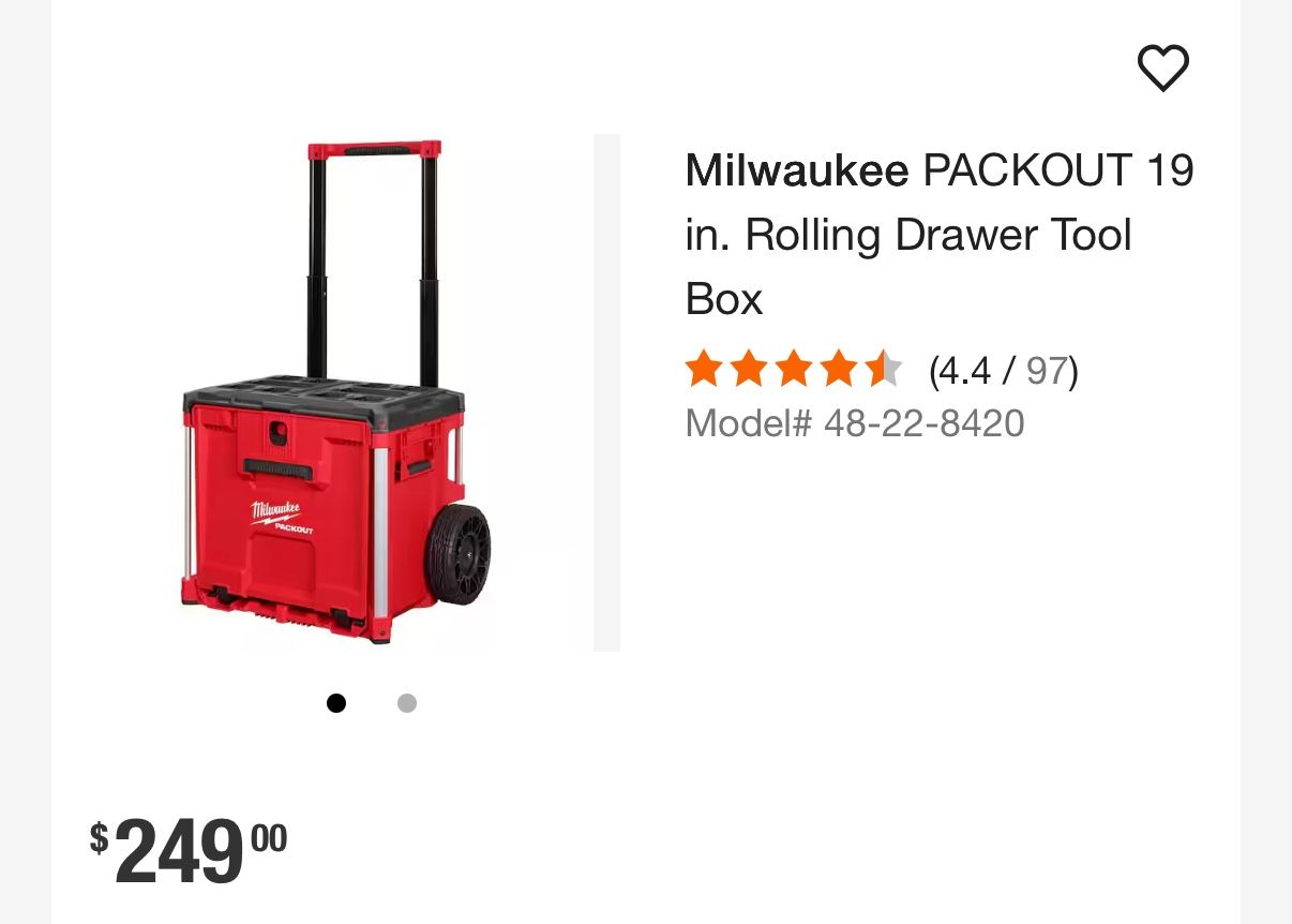 Milwaukee PackOut 19inc Rolling Drawer
