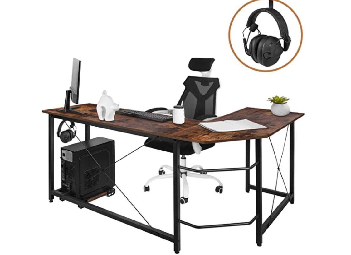 Modern L-Shaped Home Office Desk 66 inch Sturdy Computer PC Laptop Table Corner Desk Workstation Larger Gaming Desk Easy to Assemble 66.5" x 47.5" x