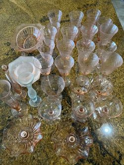 Antique pink glass collection