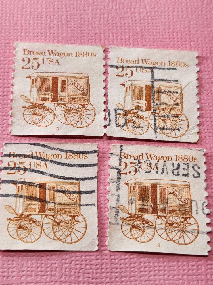 #1743, BREAD WAGON 1880's 25 cents US POSTAGE STAMP LOT OF 4