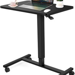"Mobile Laptop Stand Desk, Height Adjustable Rolling Cart from 28.7"" to 44.4"", Gas Spring Riser"