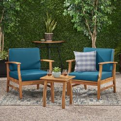 Bevelyn Acacia 2 Person Patio Set - Wood Finish