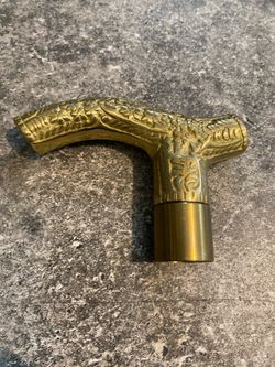 Solid Brass Cane Handle, Threaded Base, Very Nice !