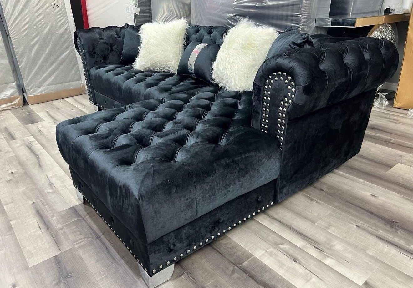 Sectional Black Velvet