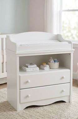 White Baby Changing Table with Two Drawers