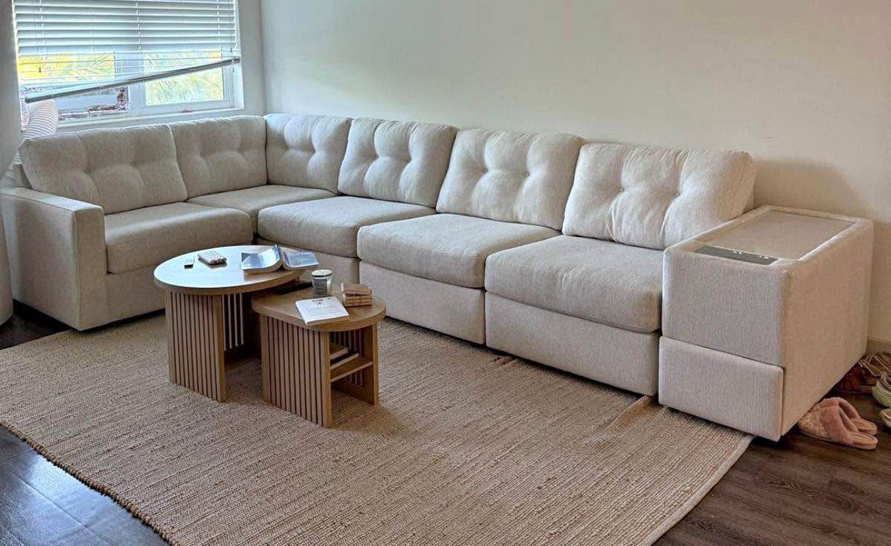 Sectional Sofa 6 Pieces + Media Center with Storage