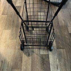 Costway Folding Shopping Cart Jumbo Basket Rolling Utility Trolley Adjustable Handle