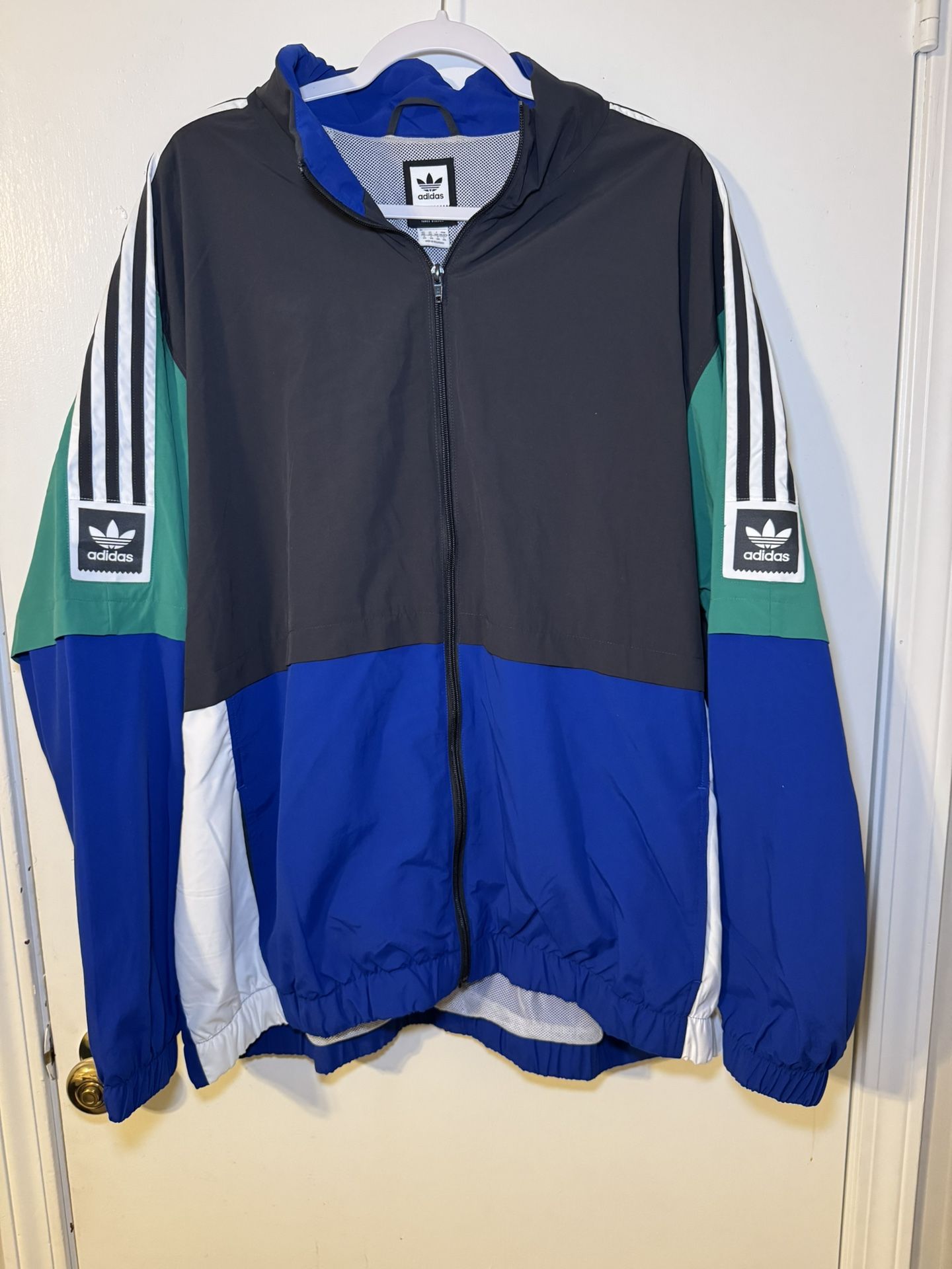 Adidas Track Windbreaker Zip Up Jacket Size 2XL Multi Color 