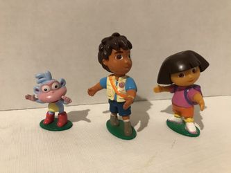 2009 Viacom Dora the Explorer Figure Figurine PVC Nickelodeon Toys Cake Topper Lot of 3