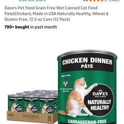 Dave's Pet Food Grain Free Wet Canned Cat Food Pate(Chicken), 