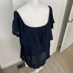 Free People Off the Shoulder Blue Mini Dress w/ Pockets, XS