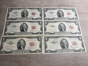 (6) 1953 A $2.00 Bills