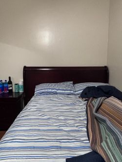 Dark Cherry Wood Sleigh Bed Frame