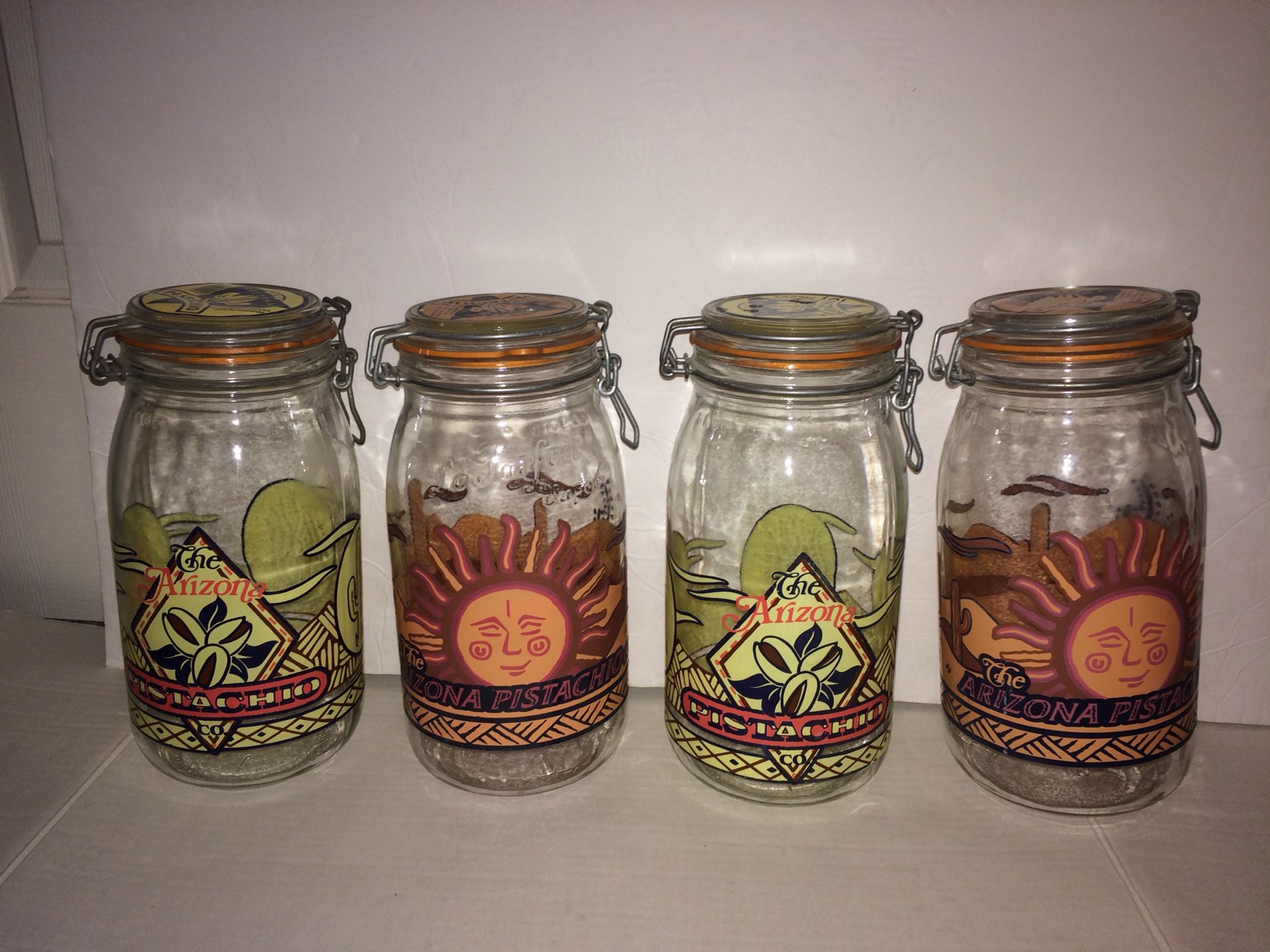 4 Vintage THE ARIZONA Pistachio Co. Large Glass Mason Jar Containers - $10 for ALL 4