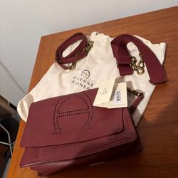 NWT Women’s Handbag Etienne Aigner Leather Crossbody Handles Brass Hardware