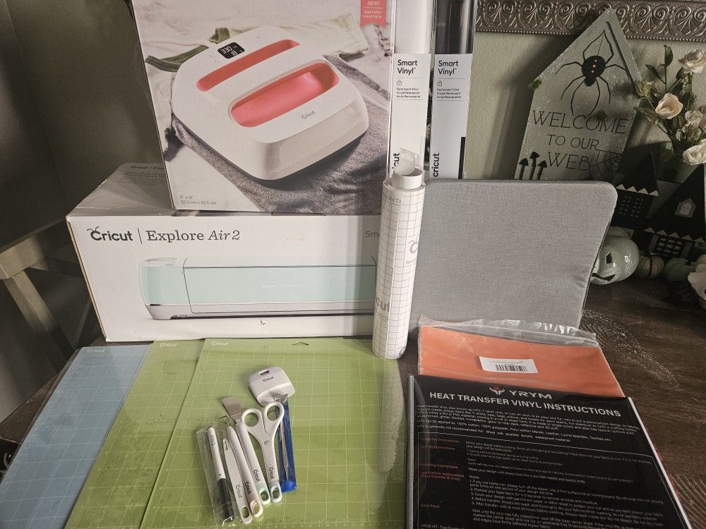Cricut Explore Air 2, Easy Press 2, All Cricut Brand Tools, Heat Pad, And Vinyl
