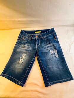 Distressed Denim Bermuda Shorts