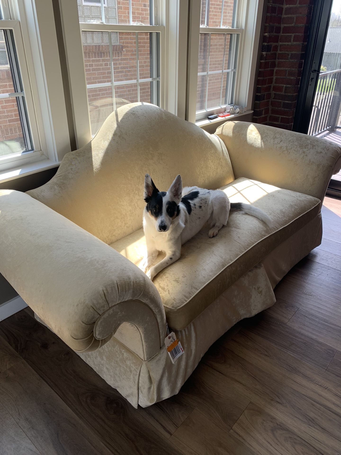 White Velveteen Vintage Couch