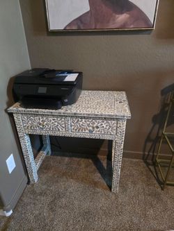 Bone Inlay Console Table with Two Drawers