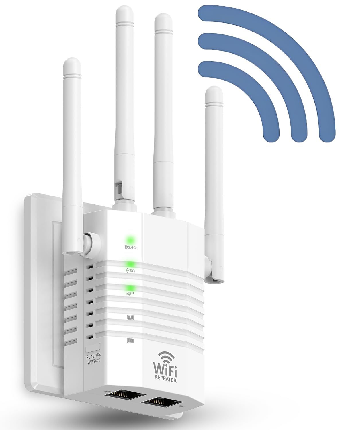 WiFi Range Extender Signal Booster, 1200Mbps Dual-Band Extender For Home, Up To 12880 Sq.ft Coverage, Supports 105 Devices, 4 External Antennas, Ether