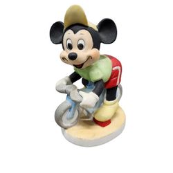Vintage Walt Disney Productions Ceramic Mickey Mouse Riding Bike