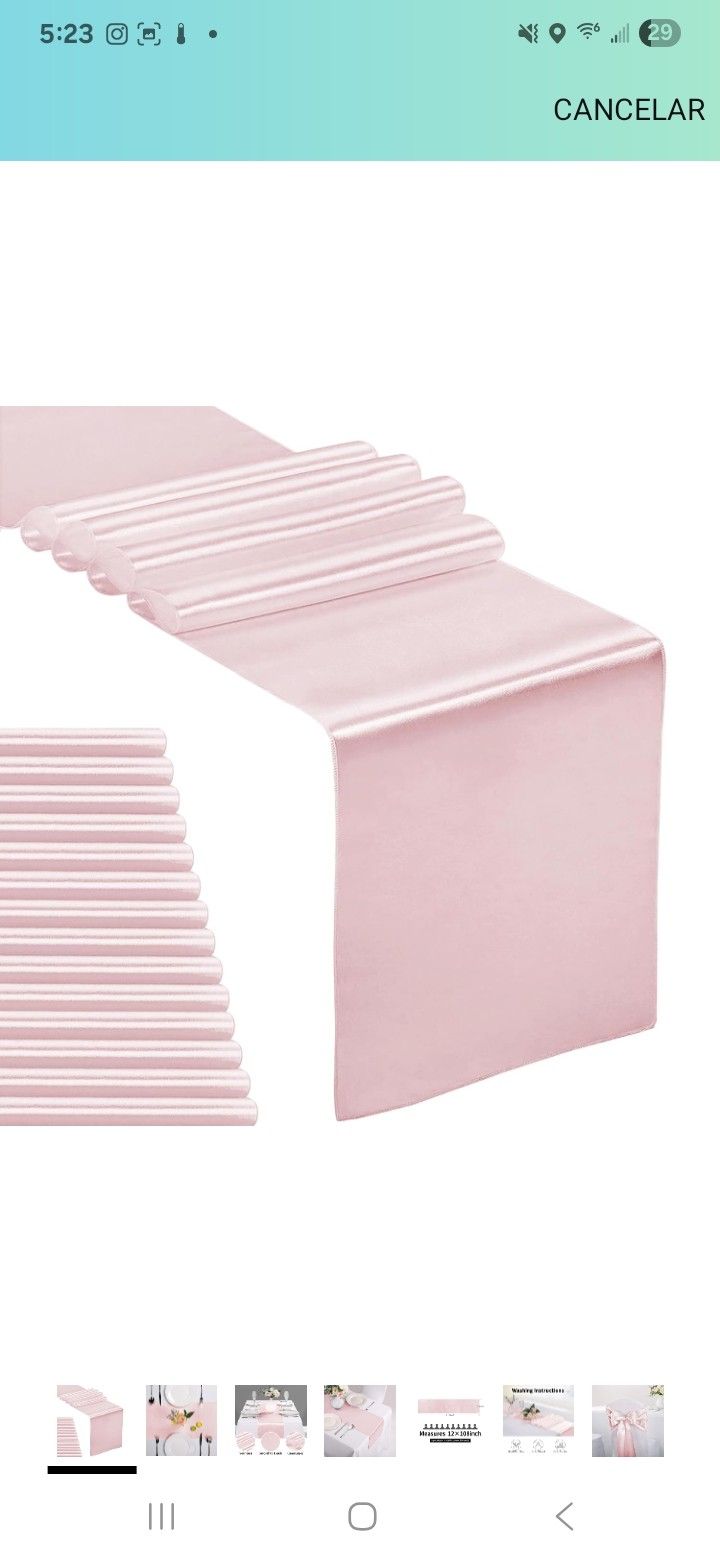 15 Pack Rose Gold Satin Table Runners 12 x 108 Inches Long, Table Runners for Wedding Birthday Party Banquet Decorations (Pack of 15, 12 x 108