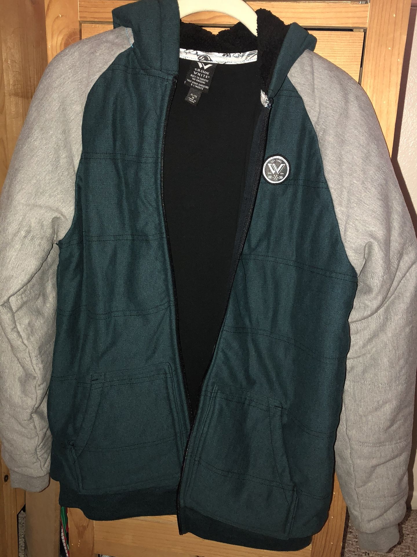 Boys Shaun White Jacket / Hoodie Dark Turquoise Or Teal and Gray  Size XL / 16 