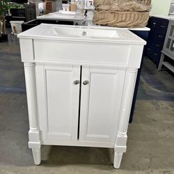 Assembled New Solid Wood Frame 24" Bathroom Vanity with Sink, Powder Room Small Bathroom Vanity