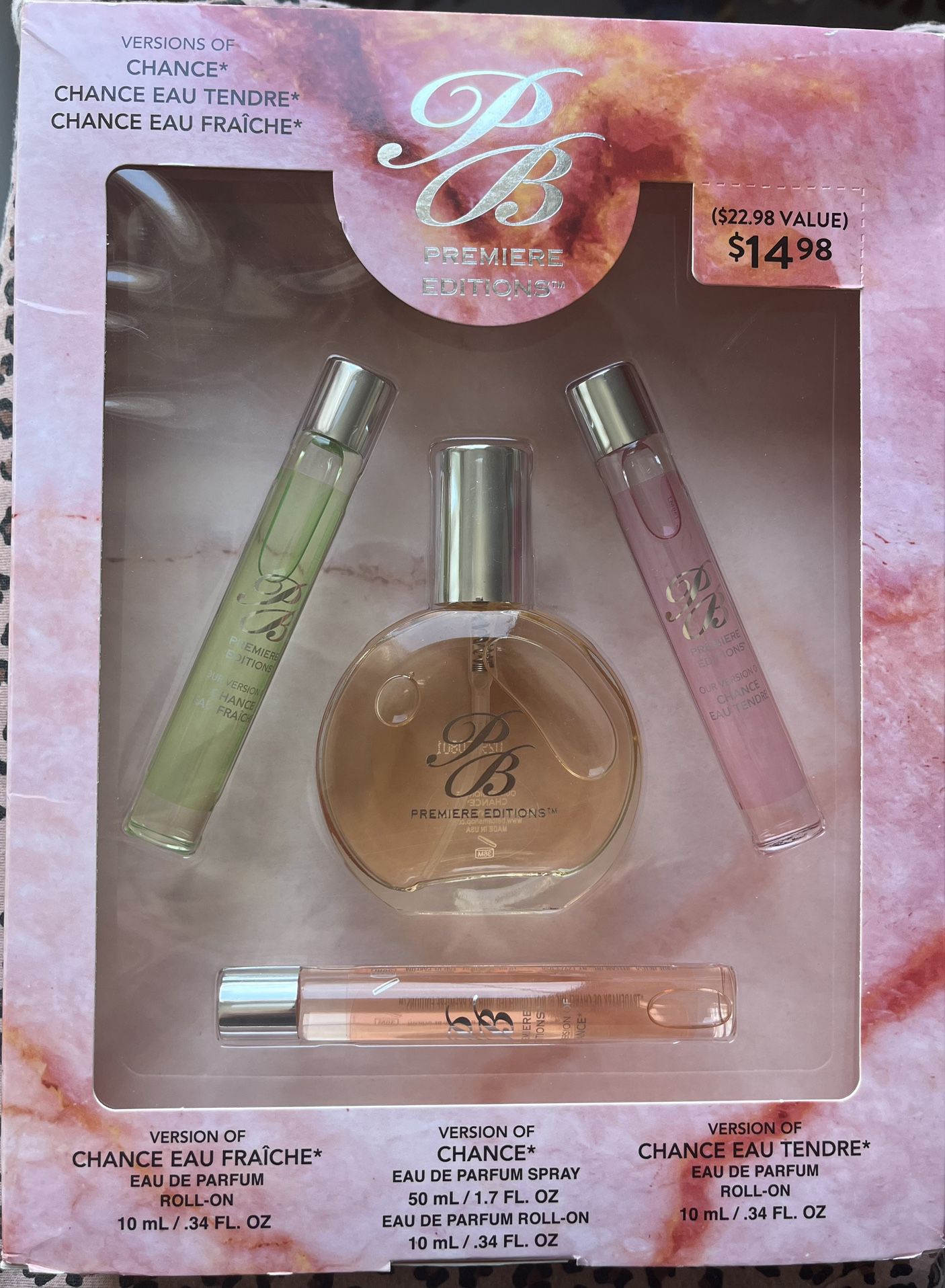 PB Parfums Belcam gift set our version of Chance : 3 roll on